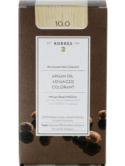 Korres Argan Oil Advanced Colorant 10.0 Ξανθό Πλατίνας Φυσικό Μόνιμη Βαφή Μαλλιών Χωρίς Αμμωνία 50ml