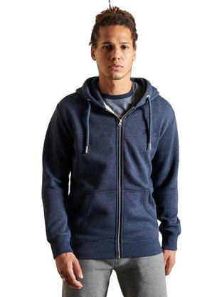 Superdry Ανδρική Ζακέτα Φούτερ με Κουκούλα και Φερμουάρ Μπλε M2012401A-ZE2