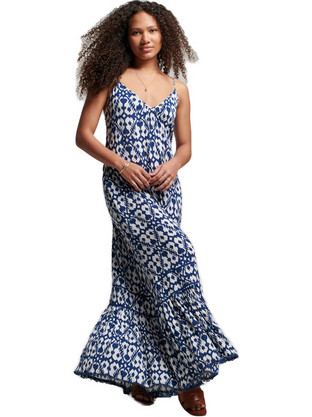 Superdry Maxi Καλοκαιρινό Καθημερινό Φόρεμα Navy Μπλε W8011294A-8RF