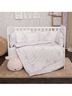 Lorelli Lily Striped Σετ Κούνιας Grey 4τμχ