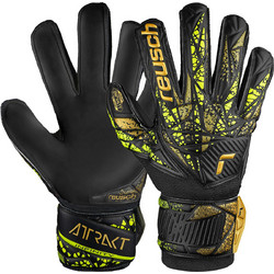 Reusch Attrakt Infinity Finger Support JR Παιδικά Γάντια Τερματοφύλακα με Προστατευτικά Μαύρα Κίτρινα 5472710-7739