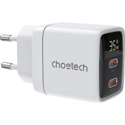 Choetech PD6051 Φορτιστής Χωρίς Καλώδιο με 2 Θύρες USB-C 35W Power Delivery White