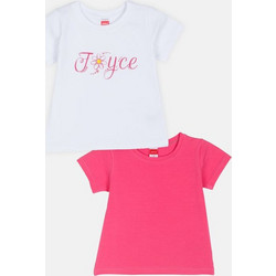 Joyce Σετ Παιδικά T-Shirt Κοντομάνικα Λευκά Φούξια 2411501
