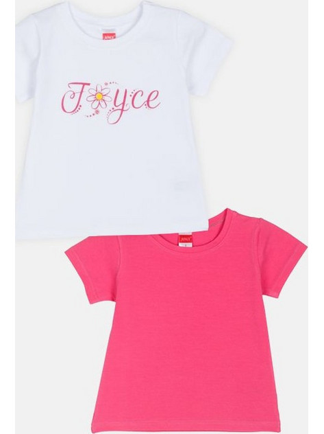 Joyce Σετ Παιδικά T-Shirt Κοντομάνικα Λευκά Φούξια 2411501