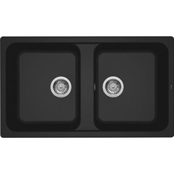 Elleci Life 450 Ένθετος Νεροχύτης Γρανίτη Αντιστρεφόμενος Granitek Nero 86x50cm