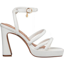 Envie Shoes Γυναικεία Πέδιλα Δερμάτινα Λευκά με Χοντρό Ψηλό Τακούνι και Φιάπα E31-19275-33