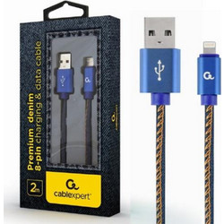 Cablexpert Braided USB-A to Lightning Cable 2m Blue CC-USB2J-AMLM-2M-BL