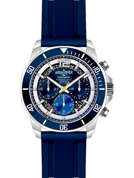 Aquadiver Force Master Ανδρικό Ρολόι Χρονογράφος με Μπλε Καουτσούκ Λουράκι SS23086G12