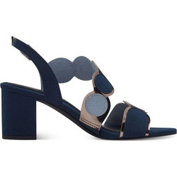Marco Tozzi Γυναικεία Πέδιλα Suede Navy Μπλε με Χοντρό Ψηλό Τακούνι 2-2-28347-42-890