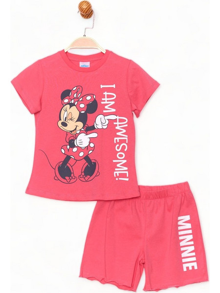 Minnie Mouse Παιδική Πιτζάμα Βαμβακερή Καλοκαιρινή Φούξια MN19606