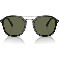 Persol PO3352S 95/58 Ανδρικά Ηλίου Aviator Ασημί Μαύρο με Πράσινο Polarized Φακό