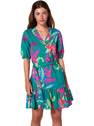 Vamp Mini Καλοκαιρινό Καθημερινό Φόρεμα Floral Βεραμάν 20420