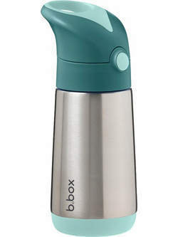 B.Box Emerald Forest Παιδικό Μπουκάλι Ανοξείδωτο BPA Free με Καλαμάκι Ασημί 350ml