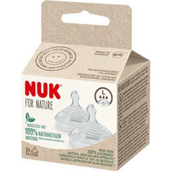 Nuk For Nature Θηλή Σιλικόνης για Μπιμπερό 0m+ Γρήγορης Ροής 2τμχ 10.12.4027