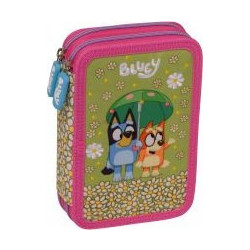 Graffiti Bluey Κασετίνα Γεμάτη με 2 Θήκες Πράσινο Mint Φούξια 240331