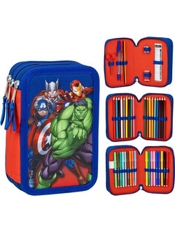 Cerda Marvel Avengers Κασετίνα Γεμάτη με 3 Θήκες Μπλε Κόκκινη 2700001258