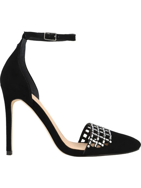 Guess Renate Γόβες Suede με Τακούνι Στιλέτο Λουράκι & Στρας Μαύρες FL8RNTSUE08