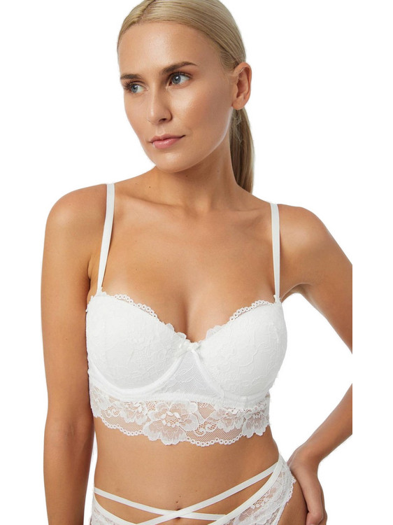 Minerva Σουτιέν Balconette Push Up με Μπανέλα Λευκό 90-8521B-004