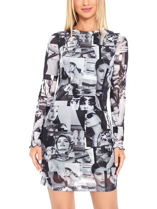 Guess Adriana Mini Βραδινό Φόρεμα Λευκό Μαύρο W4YK83KBBF2-P9XK