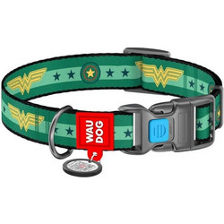 Waudog Wonder Woman Plastic Κολάρο Σκύλου Πράσινο 2.5x31-49cm
