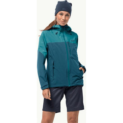 Jack Wolfskin Go Hike Αθλητικό Γυναικείο Μπουφάν Softshell Μακρύ Αδιάβροχο Αντιανεμικό Πετρόλ 1113971-4133
