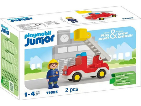 Playmobil Junior Πυροσβέστης με Κλιμακοφόρο Όχημα για 1-4 Ετών 71683