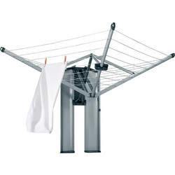 Brabantia WallFix Πτυσσόμενη Βιδωτή Απλώστρα Ρούχων Τοίχου Μεταλλική 19.5x18.5x108.5cm με Μήκος Απλώματος 24m