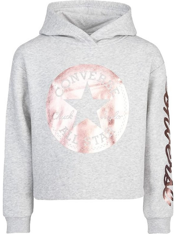 Converse Παιδικό Crop Top Μακρυμάνικο με Κουκούλα Γκρι 369692-K3G