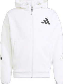 Adidas Z.N.E. Full-Zip Hooded Track Ανδρική Ζακέτα Φούτερ με Κουκούλα και Φερμουάρ Λευκή JF2443