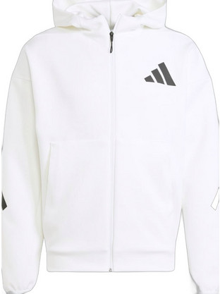 Adidas Z.N.E. Full-Zip Hooded Track Ανδρική Ζακέτα Φούτερ με Κουκούλα και Φερμουάρ Λευκή JF2443
