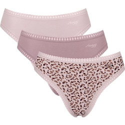 Sloggi Go Crush Βαμβακερά Γυναικεία Slip με Δαντέλα Ροζ 3Pack 10219663-V001