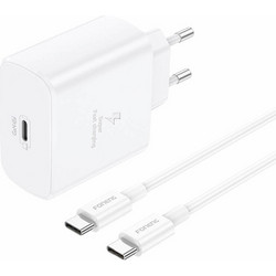 Foneng EU62 Φορτιστής με Καλώδιο USB-C με Θύρα USB-C 45W Quick Charge 3.0 & Power Delivery White
