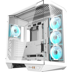 Darkflash DY470 with 4 Fans White Gaming Midi Tower Κουτί Υπολογιστή RGB με Πλαϊνό Παράθυρο