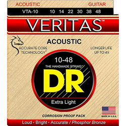 DR Strings Veritas Σετ 6 Χορδές Ακουστικής Κιθάρας Phosphor Bronze 10-48" Extra Light Tension