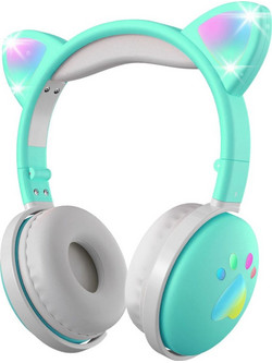 Mozos Kid Dog Ασύρματα Bluetooth Ακουστικά On Ear με Noise Cancelling Τιρκουάζ