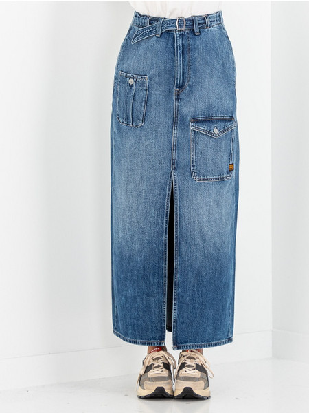G-Star RAW Μακριά Φούστα Τζιν Ψηλόμεση Cargo Μπλε D24886-D536-G326