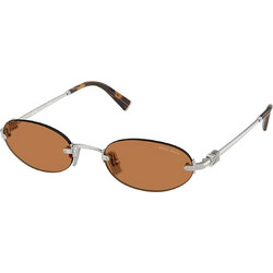 Miu Miu MUA54S 1BC90Q Γυναικεία Γυαλιά Ηλίου Οβάλ Μεταλλικά Ασημί με Καφέ Φακό