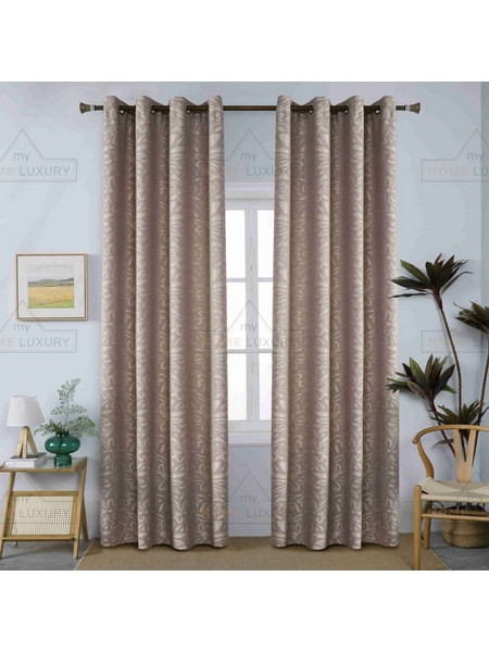 Lucktora Κουρτίνα Παραθύρου Floral με Τρουκς 140x280 AD6043-4 Καφέ Μπεζ