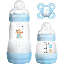 Mam Easy Start Σετ Πλαστικά Μπιμπερό με Θηλή Σιλικόνης κατά των Κολικών 0+ Μηνών Bear Light Blue 260ml +130ml