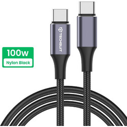 Techsuit Braided USB-C to USB-C 100W 1m Black 5949419193499