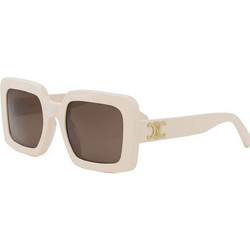Celine CL40304U 25E Γυναικεία Γυαλιά Ηλίου Τετράγωνα Κοκάλινα Λευκά με Μαύρο Φακό