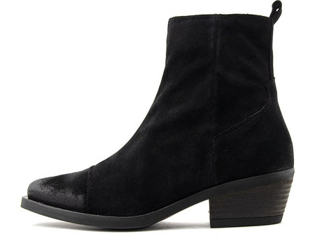 Creator Γυναικεία Μποτάκια Biker Suede Μαύρα με Χοντρό Χαμηλό Τακούνι 10373