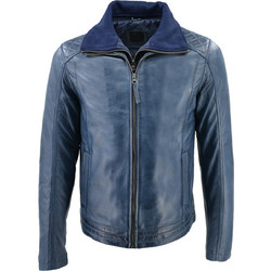 Leather 100 Ανδρικό Μπουφάν Χειμωνιάτικο Δερμάτινο Μπλε 49-M-ARIAN