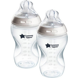Tommee Tippee Natural Start Σετ Πλαστικά Μπιμπερό με Θηλή Σιλικόνης κατά των Κολικών 3+ Μηνών Beige 2x340ml