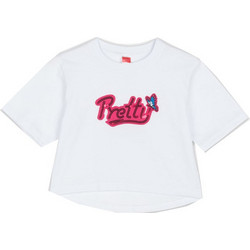 Joyce Pretty Παιδικό Crop Top Κοντομάνικο Λευκό Φούξια 2513507