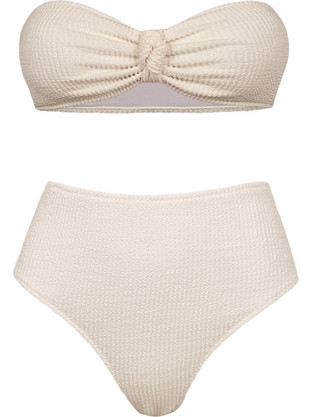 Rock Club Bikini Set Strapless Ψηλόμεσο Εκρού BP-5003