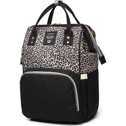 LeQueen Τσάντα Αλλαξιέρα Πλάτης Μαύρη Μπεζ Animal Print 19447174