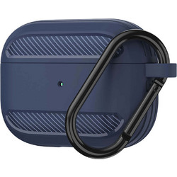 Techsuit Carbon Θήκη Σιλικόνης με Γάντζο για Apple AirPods 3 Navy Μπλε