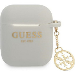 Guess 4G Charm Collection Θήκη Σιλικόνης για Apple AirPods 1 / 2 Γκρι