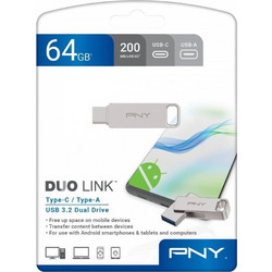 PNY FDI64GDULINKTYC 64GB USB Stick 3.2 Gen 1 με USB-A & USB-C